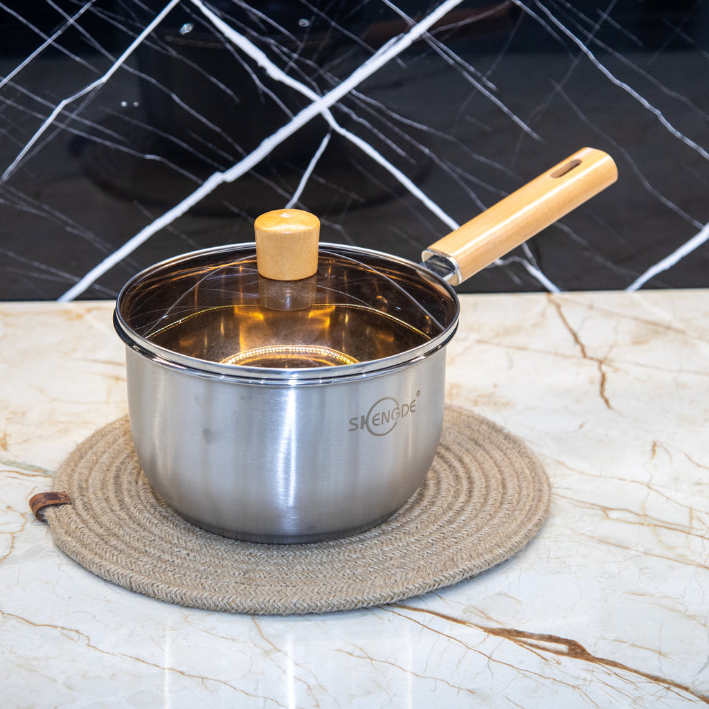 Lot de 3 Casseroles Inox & Couvercles en Verre