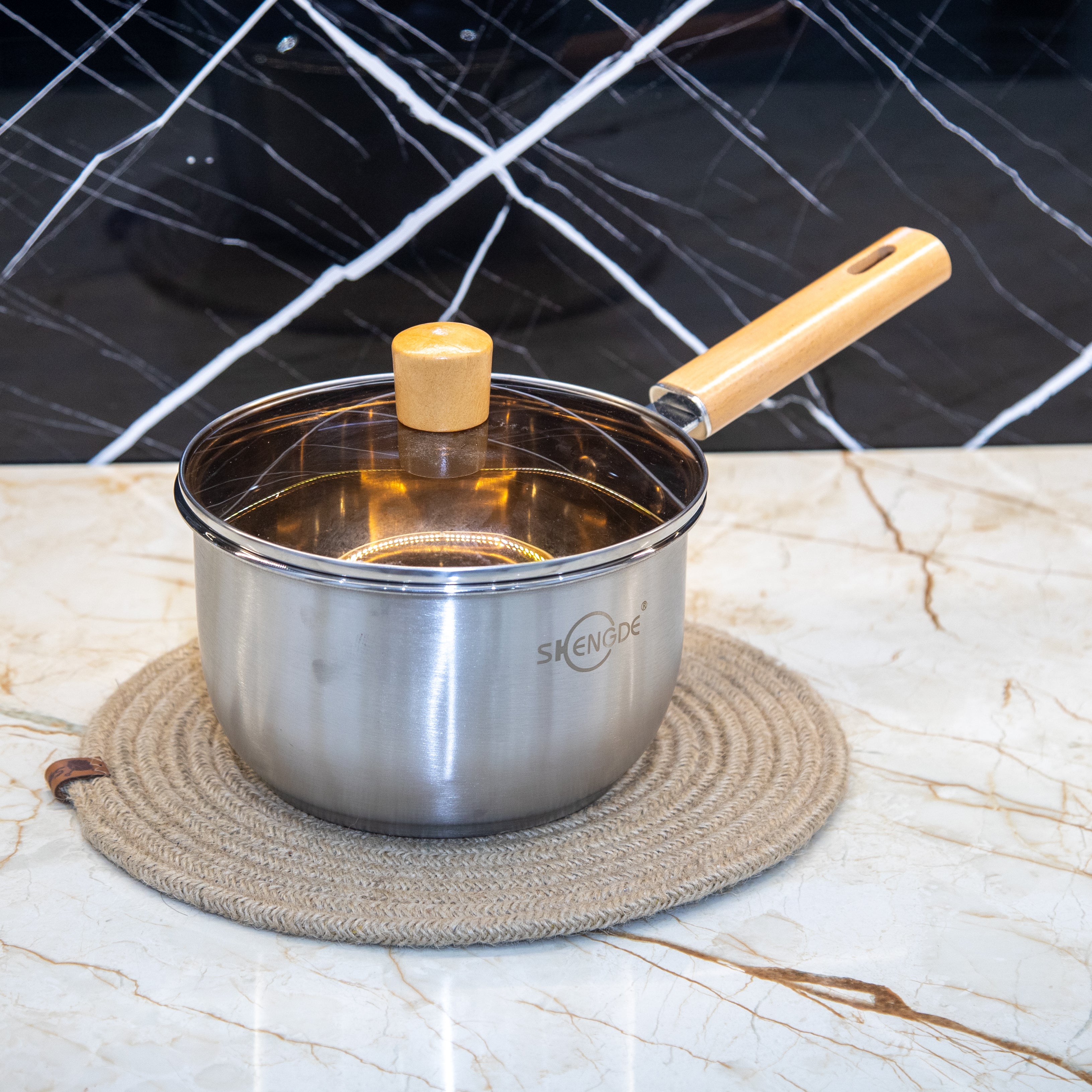 Lot de 3 Casseroles Inox & Couvercles en Verre