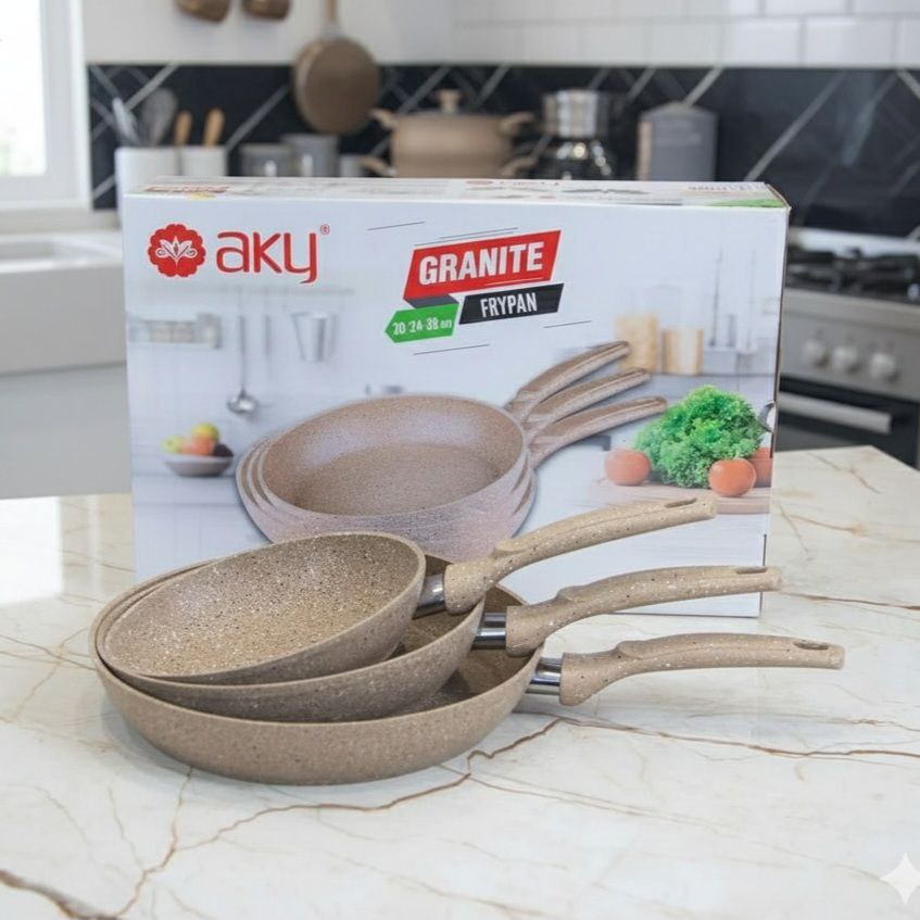 3 Poele Granite 20/24/28cm