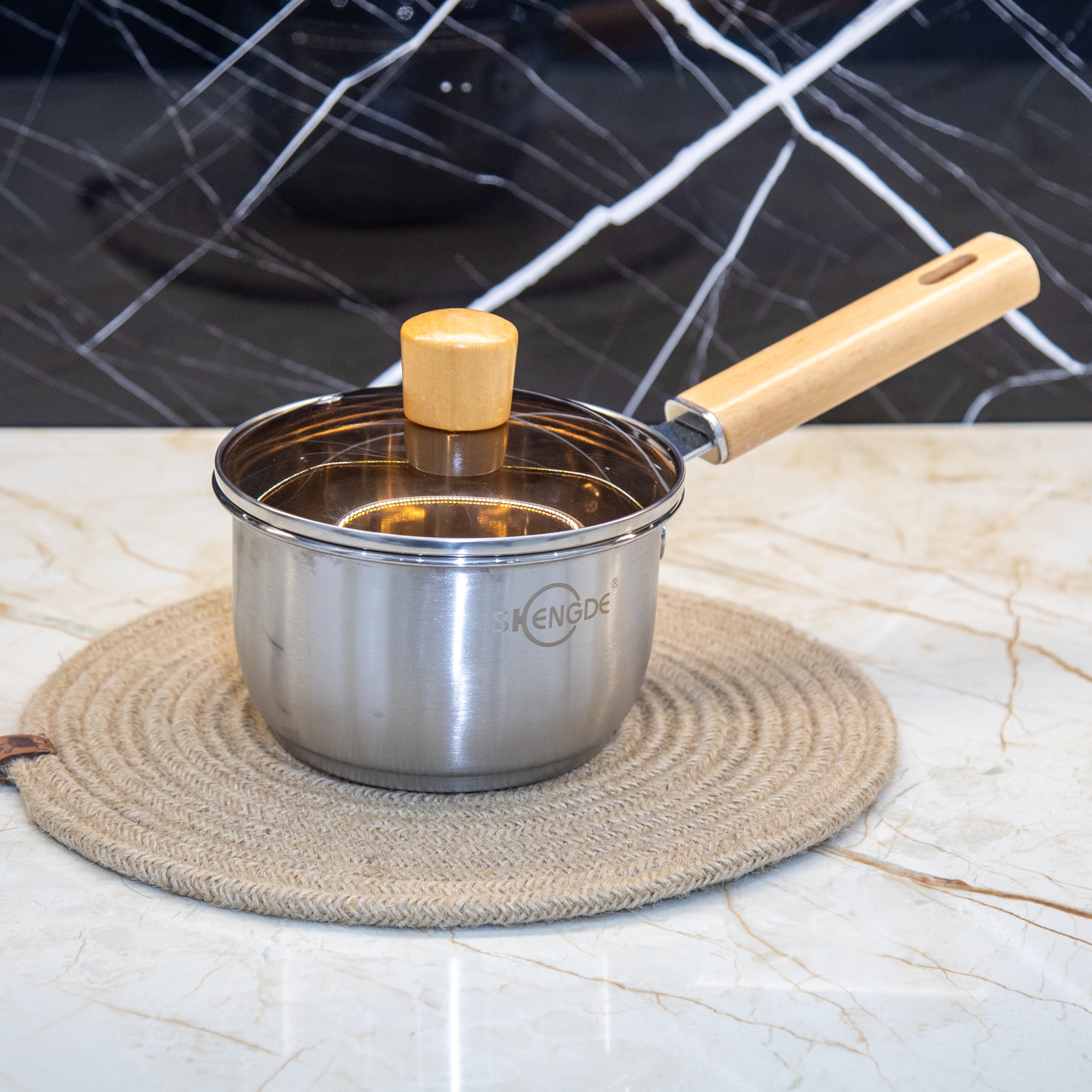 Lot de 3 Casseroles Inox & Couvercles en Verre