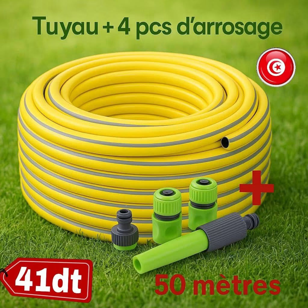 TUYAUX 50M+4PCS D'ARROSAGE