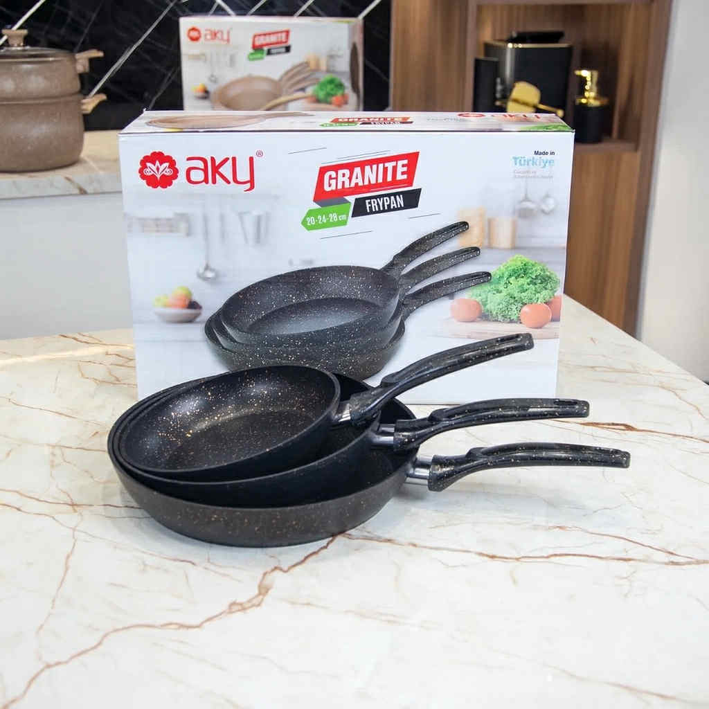 3 Poele Granite 20/24/28cm